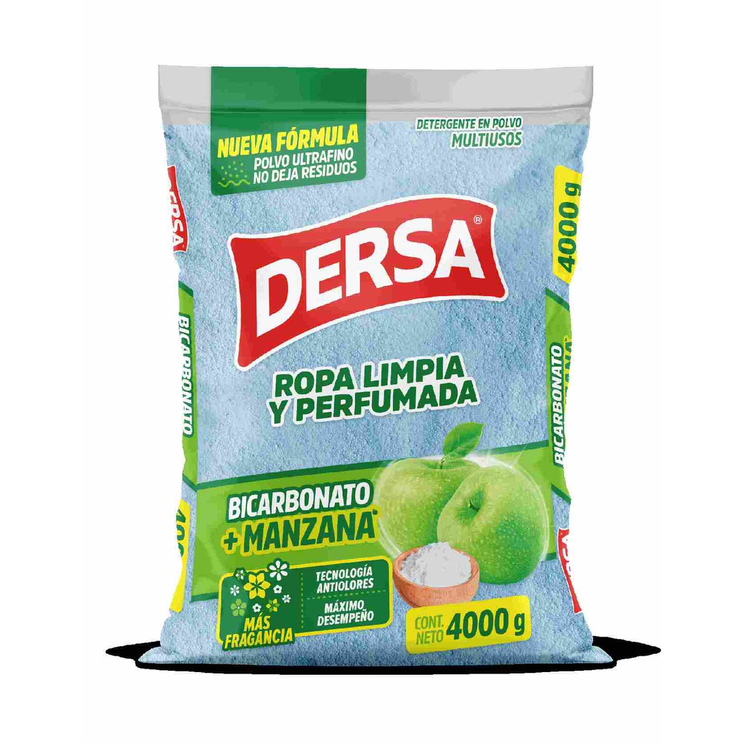 DETERGENTE EN POLVO DERSA  BICARBONATO + MANZANA X 4000 G.