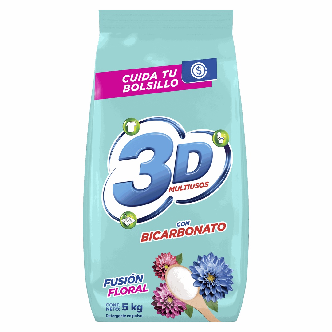DETERGENTE  MULTIUSOS EN POLVO 3D  FUSION FLORAL X 5000 G.